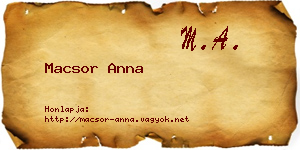 Macsor Anna névjegykártya